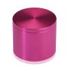 (Set of 4) 2'' Diameter X 1-1/2'' Barrel Length, Affordable Aluminum Standoffs, Rosy Pink Anodized Finish Standoff and (4) 2216Z Screws and (4) LANC1 Anchors for concrete/drywall (For Inside/Outside) [Required Material Hole Size: 7/16'']