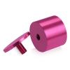 (Set of 4) 2'' Diameter X 1-1/2'' Barrel Length, Affordable Aluminum Standoffs, Rosy Pink Anodized Finish Standoff and (4) 2216Z Screws and (4) LANC1 Anchors for concrete/drywall (For Inside/Outside) [Required Material Hole Size: 7/16'']