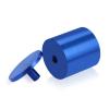 (Set of 4) 2'' Diameter X 2'' Barrel Length, Affordable Aluminum Standoffs, Blue Anodized Finish Standoff and (4) 2216Z Screws and (4) LANC1 Anchors for concrete/drywall (For Inside/Outside) [Required Material Hole Size: 7/16'']