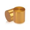 2'' Diameter X 2'' Barrel Length, Affordable Aluminum Standoffs, Gold Anodized Finish Easy Fasten Standoff (For Inside / Outside use) [Required Material Hole Size: 7/16'']