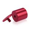 (Set of 4) 2'' Diameter X 2'' Barrel Length, Affordable Aluminum Standoffs, Cherry Red Anodized Finish Standoff and (4) 2216Z Screws and (4) LANC1 Anchors for concrete/drywall (For Inside/Outside) [Required Material Hole Size: 7/16'']