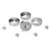 Set of 4 Screw Cover, Diameter: 1'', Aluminum Clear Shiny Anodized Finish, (Indoor or Outdoor Use)