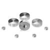 Set of 4 Screw Cover, Diameter: 7/8'', Aluminum Clear Shiny Anodized Finish, (Indoor or Outdoor Use)