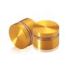 1-1/4'' Diameter X 1/2'' Barrel Length, Aluminum Flat Head Standoffs, Gold Anodized Finish Easy Fasten Standoff (For Inside / Outside use) Tamper Proof Standoff [Required Material Hole Size: 7/16'']