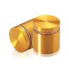 1-1/4'' Diameter X 1'' Barrel Length, Aluminum Flat Head Standoffs, Gold Anodized Finish Easy Fasten Standoff (For Inside / Outside use) Tamper Proof Standoff [Required Material Hole Size: 7/16'']