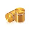 1'' Diameter X 3/4'' Barrel Length, Aluminum Flat Head Standoffs, Gold Anodized Finish Easy Fasten Standoff (For Inside / Outside use) Tamper Proof Standoff [Required Material Hole Size: 7/16'']