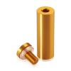 7/8'' Diameter X 2-1/2'' Barrel Length, Aluminum Flat Head Standoffs, Gold Anodized Finish Easy Fasten Standoff (For Inside / Outside use) Tamper Proof Standoff [Required Material Hole Size: 7/16'']