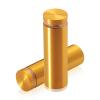 7/8'' Diameter X 2-1/2'' Barrel Length, Aluminum Flat Head Standoffs, Gold Anodized Finish Easy Fasten Standoff (For Inside / Outside use) Tamper Proof Standoff [Required Material Hole Size: 7/16'']