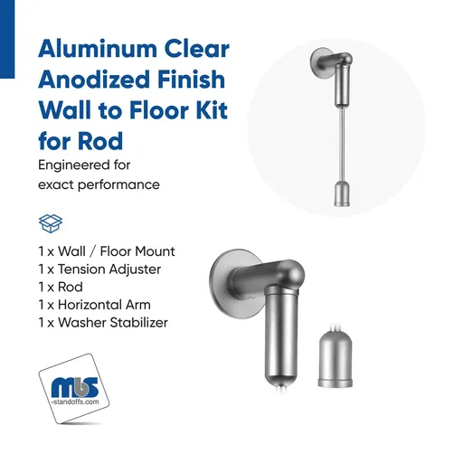 Wall to Floor Rod Kit - 3' - Aluminum