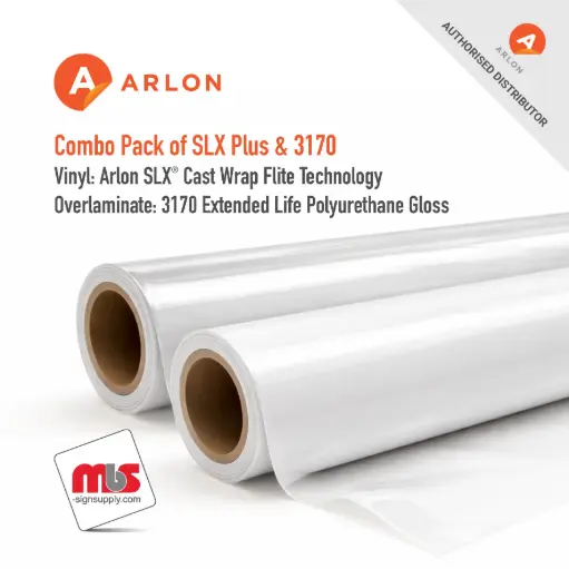 [ARSLXPLUS-3170-5450] 54'' x 50 Yard Roll - Combo Pack of Arlon SLX Plus Digital Print Media with Ultra Repositionable Adhesive and Arlon 3170 1.3 mil Polyurethane Overlaminate