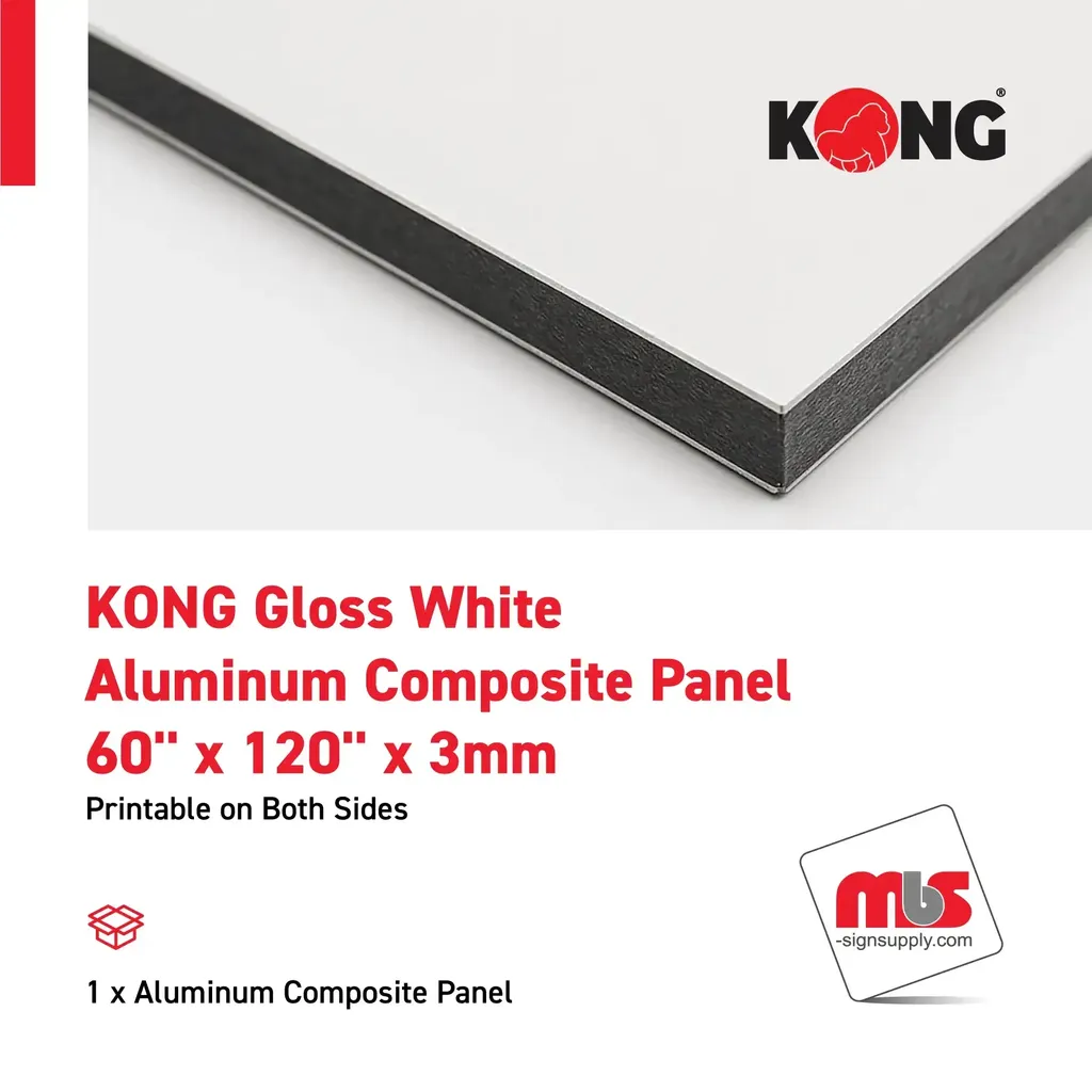 60'' x 120'' x 3mm Kong Aluminum Composite Panel .15 Metal Thickness Gloss White / Matte White Printable on Both Sides