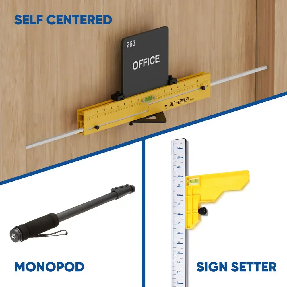 3-in-1 Sign Installation Kit - Includes Self-Centered Sign Setter, Standard Sign Setter, and 67 Aluminum Alloy Monopod (1/4-20 Thread) for Easy Sign Installation