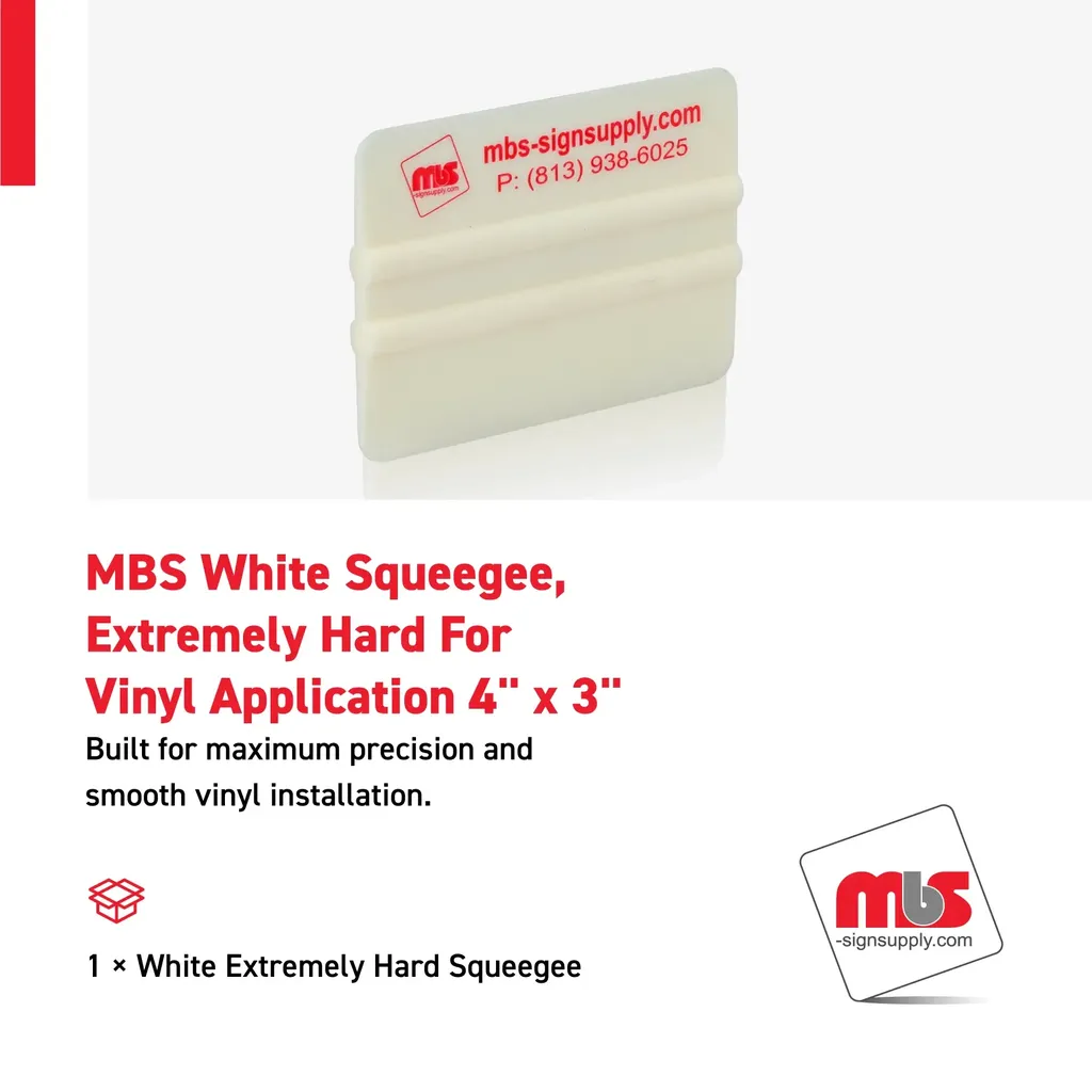 MBS 4'' x 3'' White Squeegee, Extremely Hard For Vinyl Application