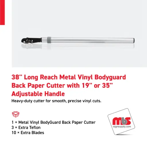 [CT-0211] 38'' Long Reach Metal Vinyl Bodyguard Back Paper Cutter with 19'' or 35'' adjustable Handle