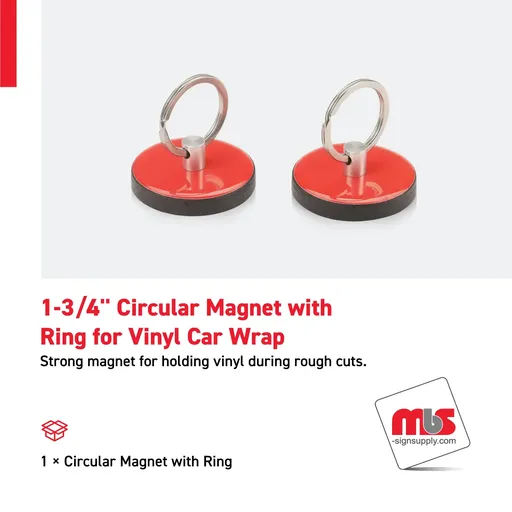 [WM-0106] 1-3/4'' Circular Magnet with  Ring for Vinyl Car Wrap