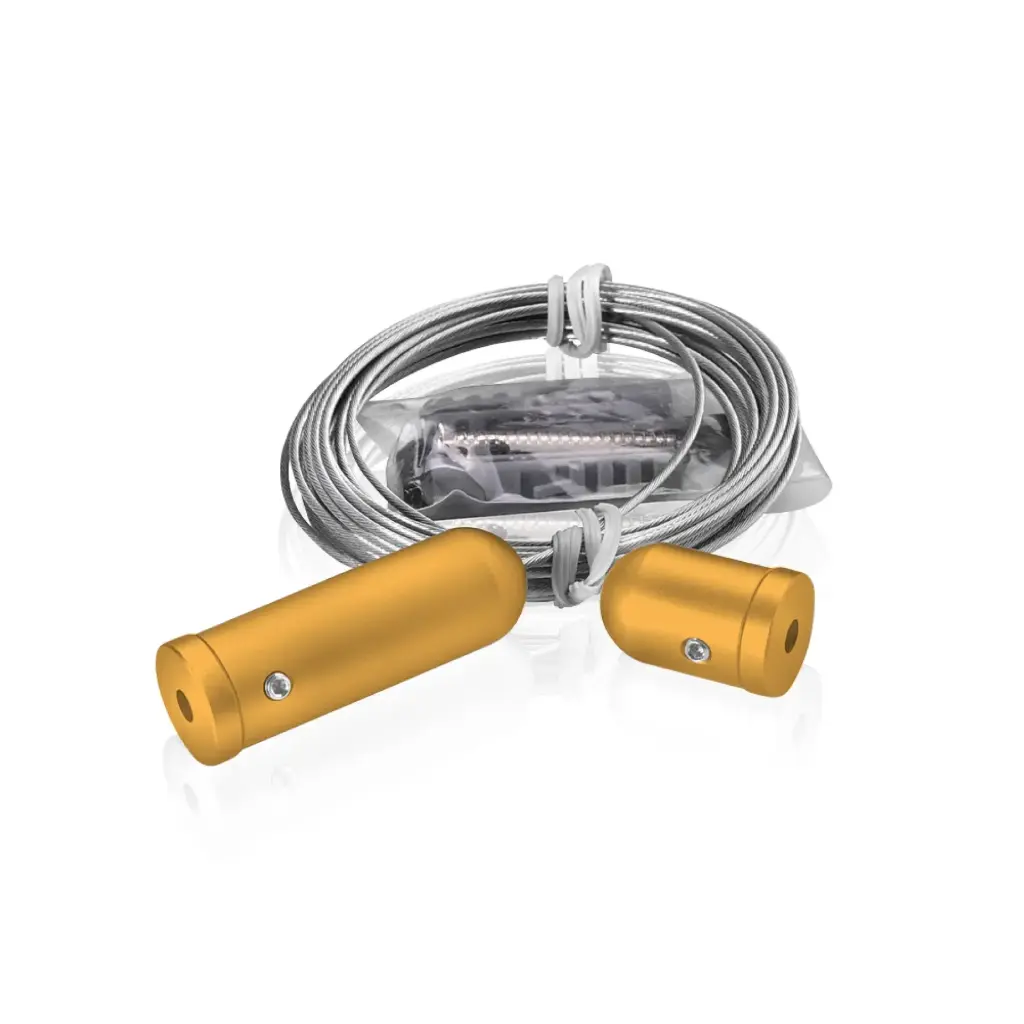 Aluminum Gold Anodized Ceiling to Floor Cable System Kit (included 1 x Bottom, 1 x Top, 1 x Steel Cable 1/16'' Length 13' 1'')
