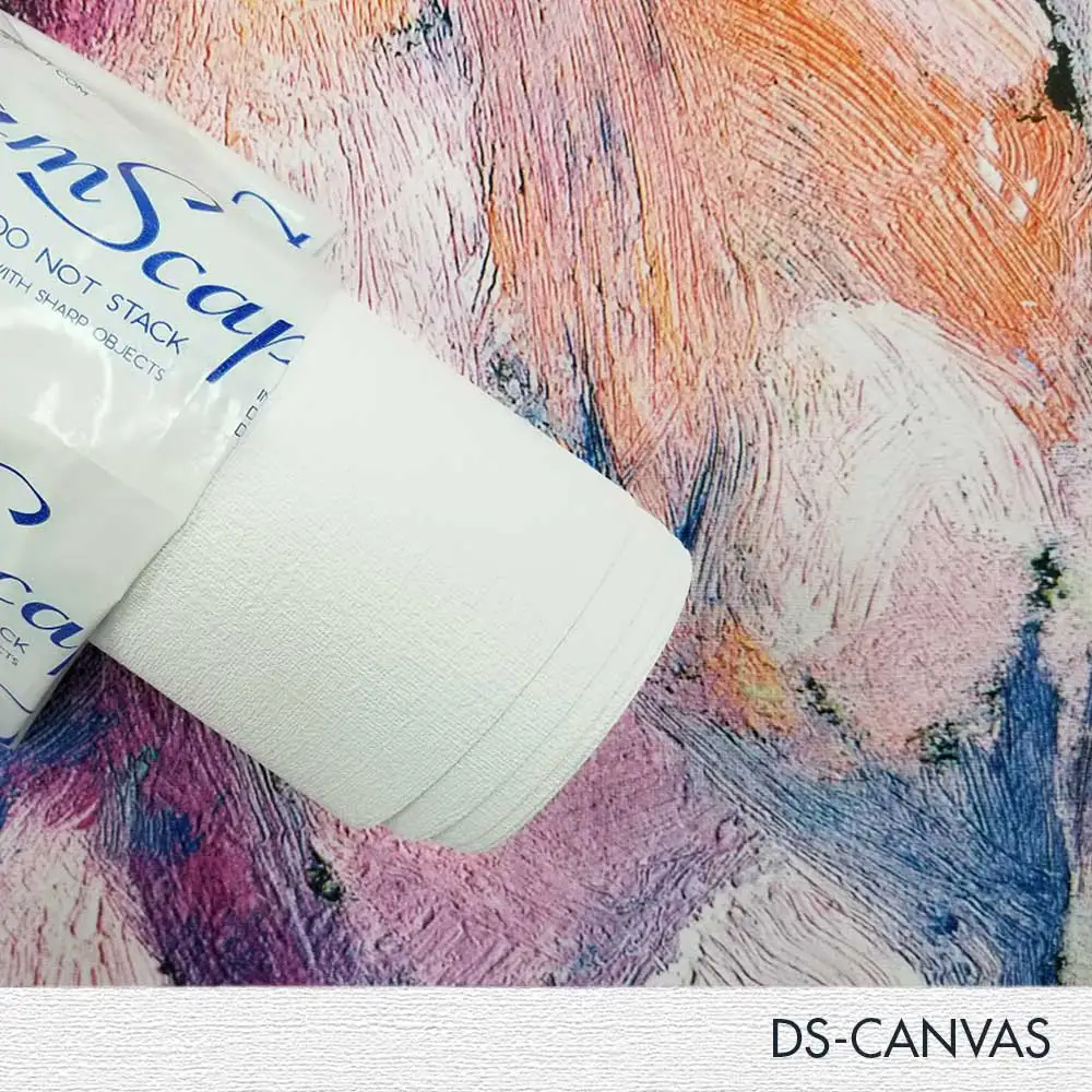 54'' x 100 Yards Roll - DreamScape Premium Polymeric Printable White Vinyl WallWrap - Canvas Texture - 21.0 Mil - Clear Back Permanently Repositionable Adhesive