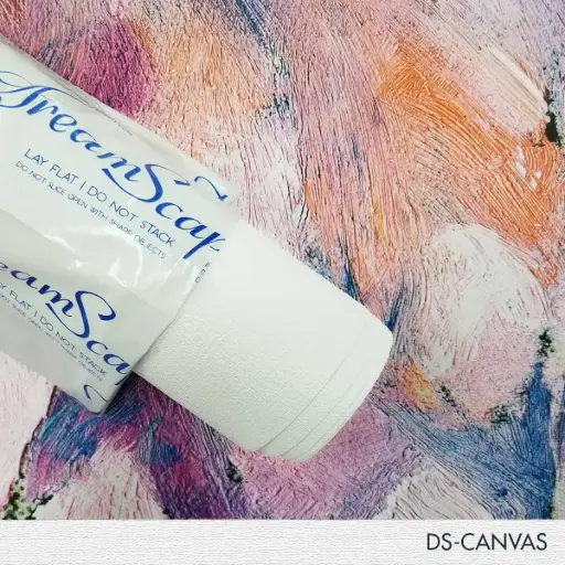 [DS-CNVS20-54100] 54 x 100 Yards Roll - DreamScape Premium Polymeric Printable White Vinyl WallWrap - Canvas Texture - 27.0 Mil - Clear Back Permanently Repositionable Adhesive