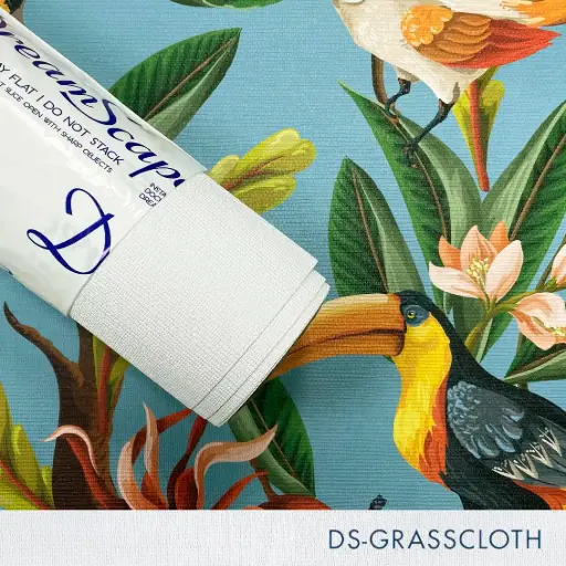 [DS-GRCL20-275] 27'' x 5 Yards Roll - DreamScape Premium Polymeric Printable White Vinyl WallWrap - Grasscloth Texture - 27.0 Mil - Clear Back Permanently Repositionable Adhesive