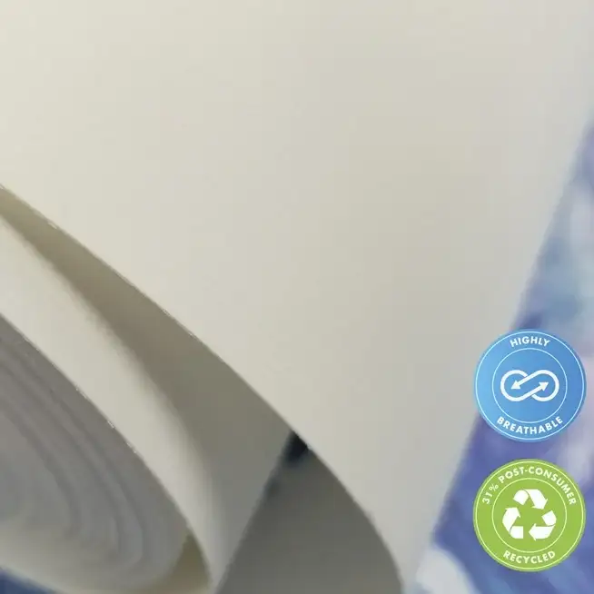 27 x 5 Yards Roll - DreamScape Premium Polymeric Printable White Vinyl WallWrap - Terralon Regatta Texture - 22.0 Mil - Clear Back Permanently Repositionable Adhesive