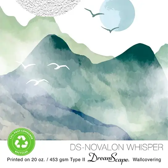 54'' x 100 Yards Roll - DreamScape Premium Polymeric Printable White Vinyl WallWrap - Novalon Whisper Texture - 20.0 Mil - Clear Back Permanently Repositionable Adhesive