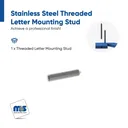 1/4'' Diameter 1/4-20 Stainless Steel Letter Mounting Stud