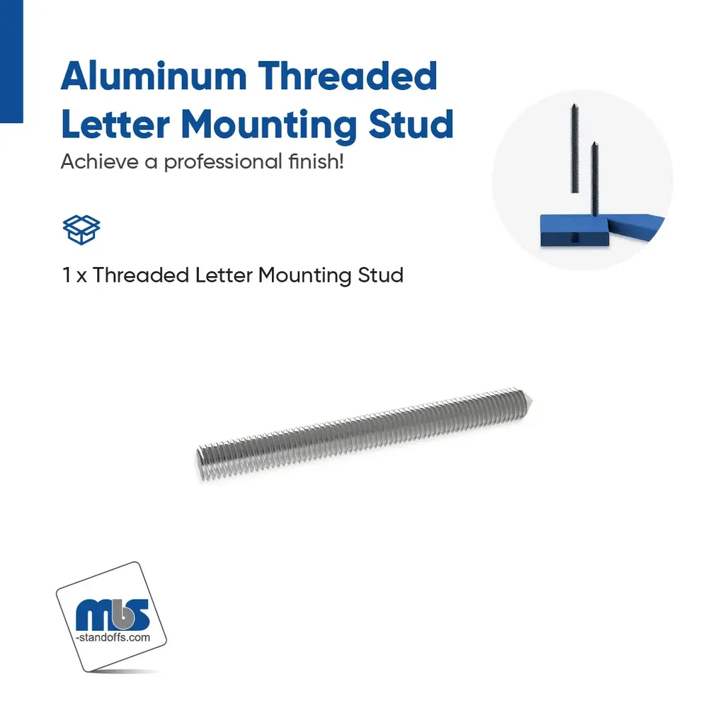 1/4'' Diameter 1/4-20 Aluminum Letter Mounting Stud