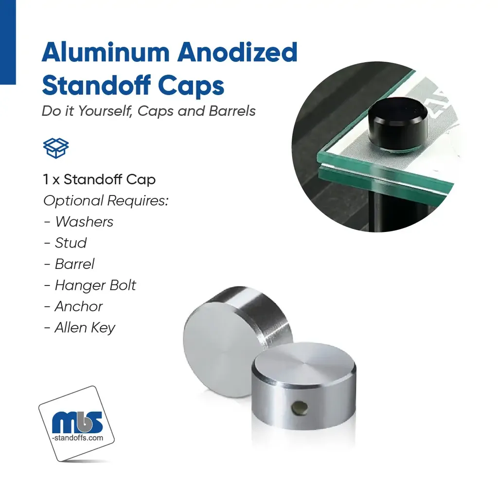 5/8" Diameter, 5/16-18 Threaded Locking Caps - 3/8" Hole Required