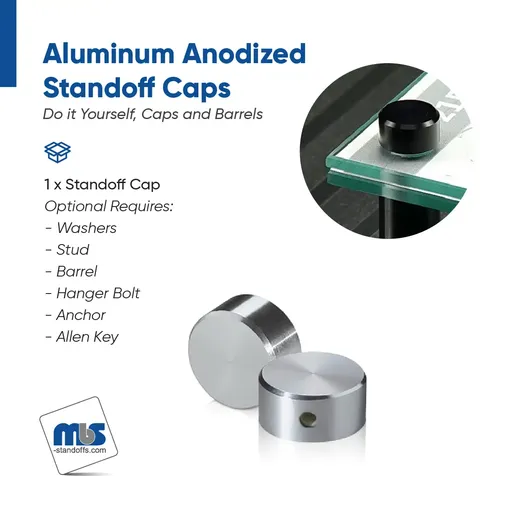 5/8" Diameter, 5/16-18 Threaded Locking Caps - 3/8" Hole Required