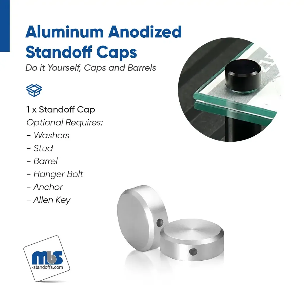 3/4" Diameter, 1/4-20 Threaded Locking Caps - 5/16" Hole Required