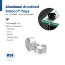 3/4" Diameter, 5/16-18 Threaded Caps - 3/8" Hole Required