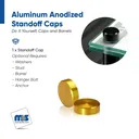 7/8" Diameter, 1/4-20 Threaded Caps - 5/16" Hole Required