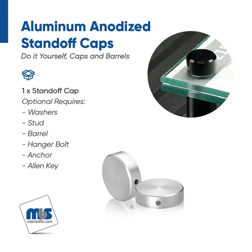 7/8" Diameter, 1/4-20 Threaded Locking Caps - 5/16" Hole Required