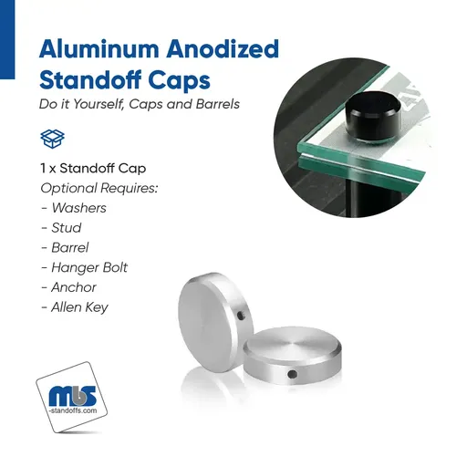 1" Diameter, 10-24 Threaded Locking Caps - 7/32" Hole Required