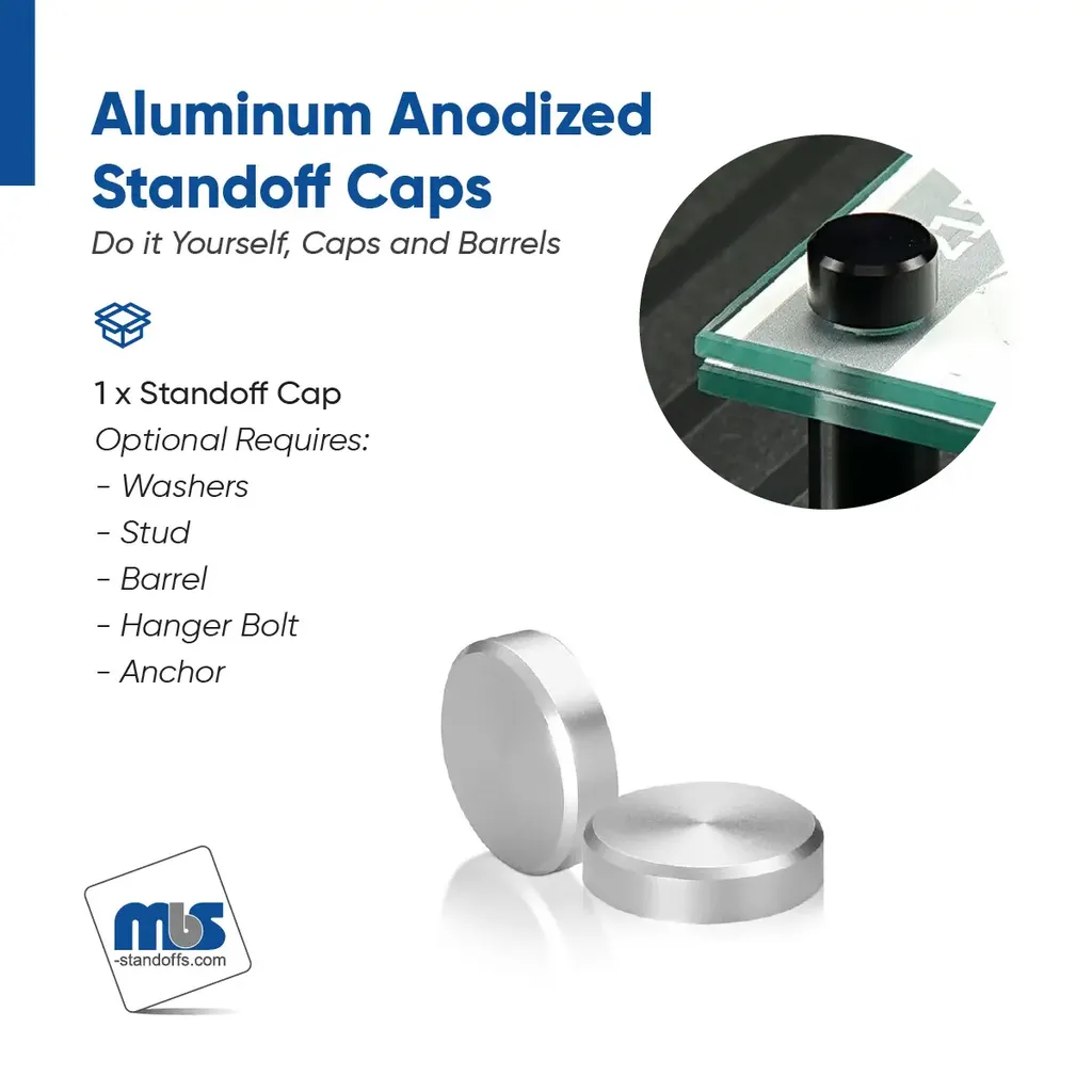 1" Diameter, 1/4-20 Threaded Caps - 5/16" Hole Required