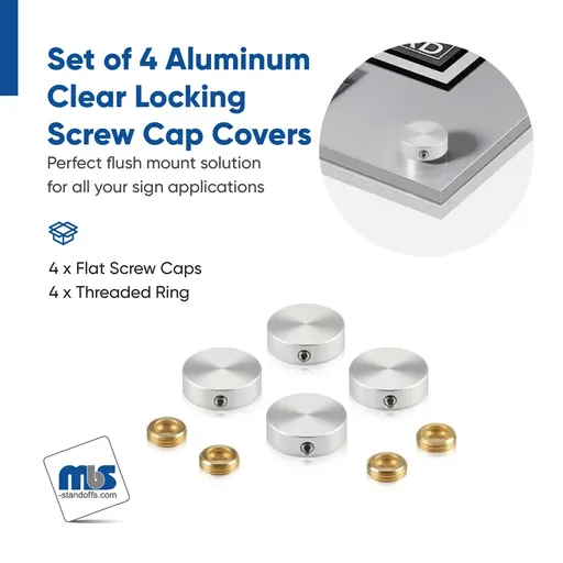 13/16" (3/4") Diameter Locking Flat Head Screw Covers - Set of 4