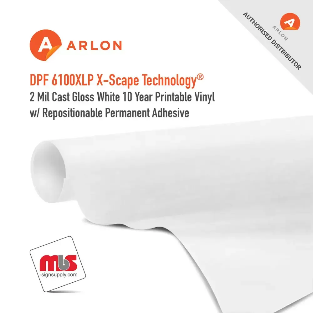 Arlon DPF 6100XLP X-Scape Technology Printable Vinyl w/ Repositionable Permanent Adhesive