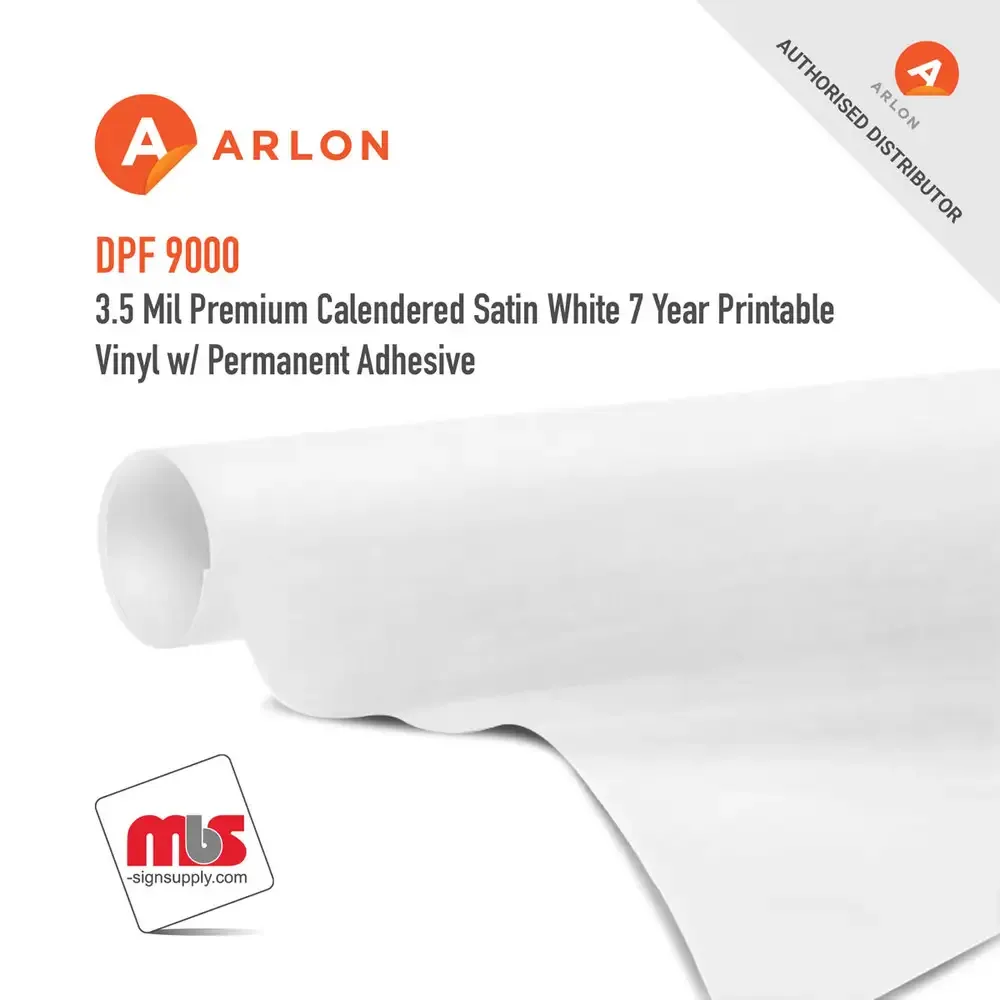 Arlon DPF 9000 Premium Calendered Satin White 7 Year Printable Vinyl w/ Permanent Adhesive