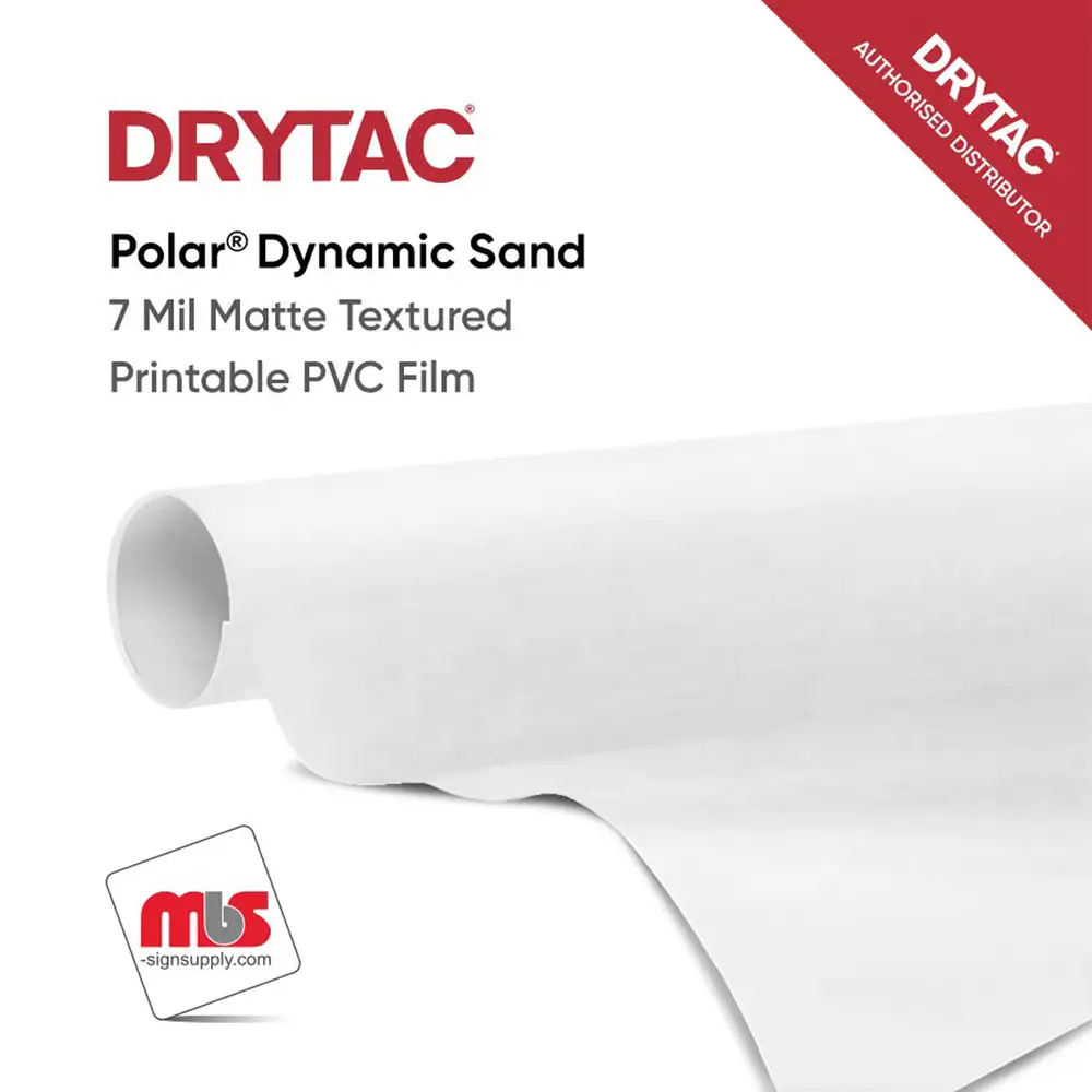 Drytac Polar Dynamic Sand Matte Textured Printable PVC Film w/ Grey Removable Adhesive