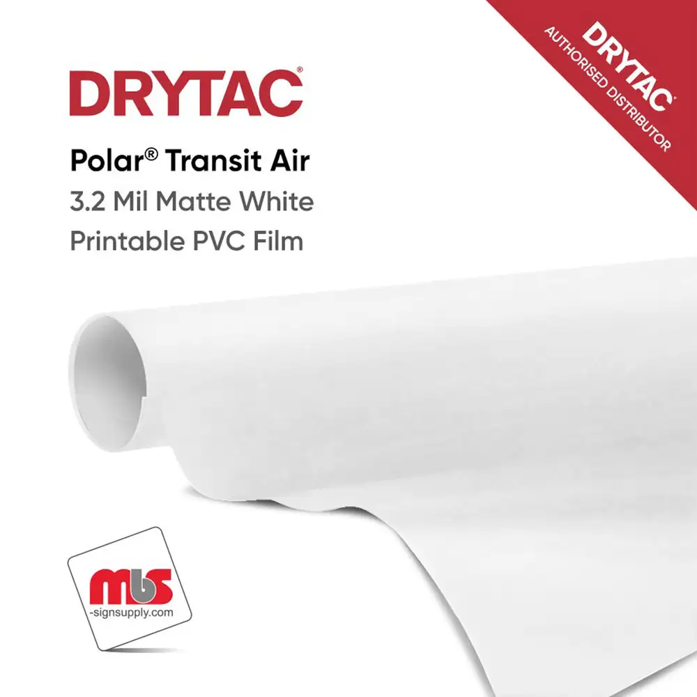 Drytac Polar Transit Air Matte White Printable PVC w/ Grey Removable Adhesive