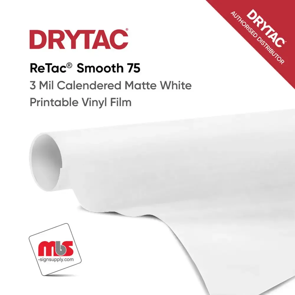 Drytac Retac Smooth Calendered Matte White Printable PVC Film w/ Clear Removable Adhesive