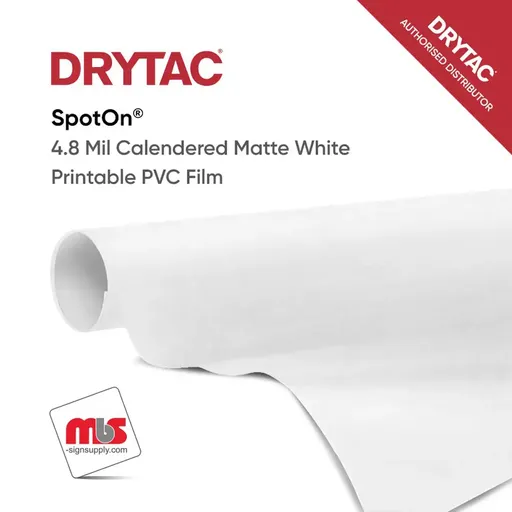 Drytac SpotOn Calendered Matte White Printable PVC Film w/ Clear Removable Adhesive
