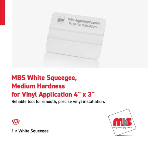 [SQ-0101] MBS 4'' x 3'' White Squeegee, Medium Hardness for Vinyl Application