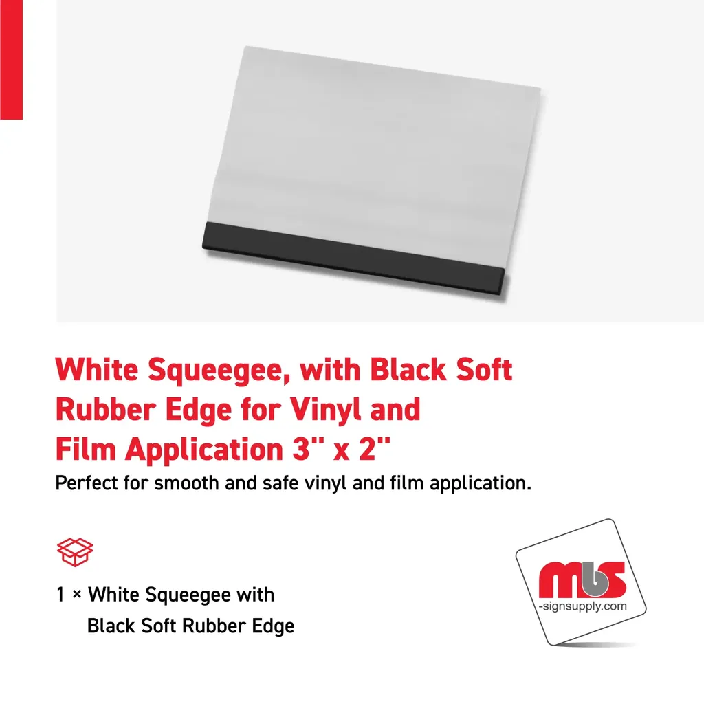 3'' x 2'' White Squeegee, with Black Soft Rubber Edge for Vinyl and Film Application