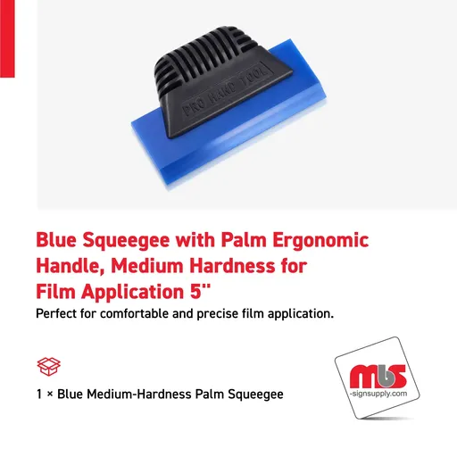 [SQ-0602] 5'' Blue Squeegee with Palm Ergonomic Handle, Medium Hardness for Film Application