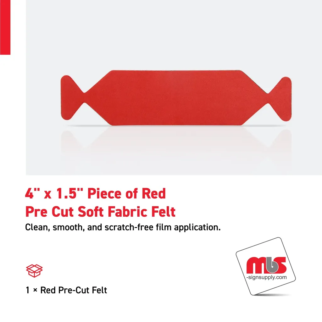 4'' x 1.5'' Piece of Red Pre Cut Soft Fabric Felt