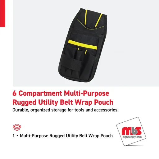 [TB-0101] 6 Compartment Multi-Purpose Rugged Utility Belt Wrap Pouch