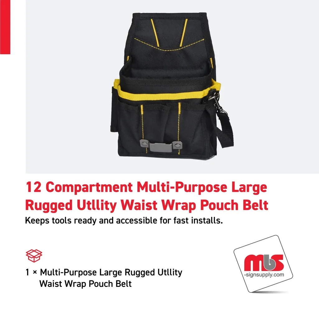 12 Compartment Multi-Purpose Large Rugged Utllity Waist Wrap Pouch Belt