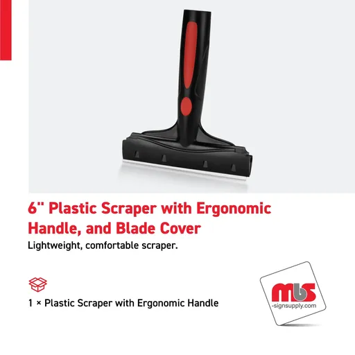 [SP-0105] 6'' Plastic Scraper with Ergonomic Handle, and Blade Cover