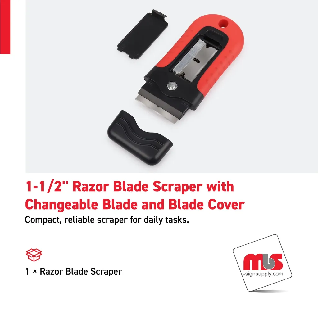 1-1/2'' Razor Blade Scraper with Changeable Blade and Blade Cover